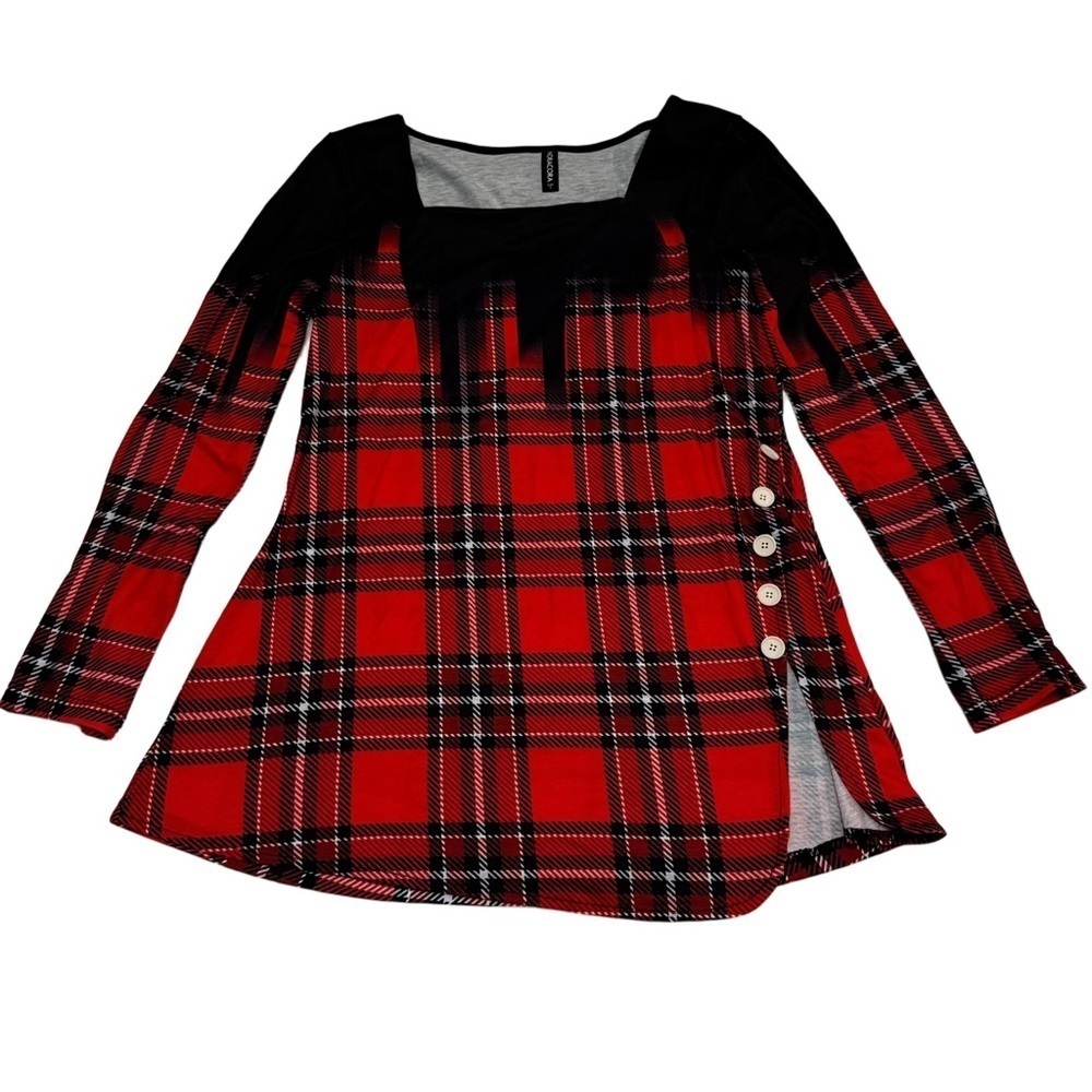 NORACORA Women's Red Plaid Long Sleeve Top Shirt Size Small Long Sleeve NEW